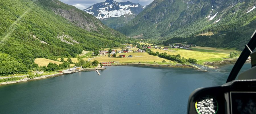 Landing helicopter in Norway