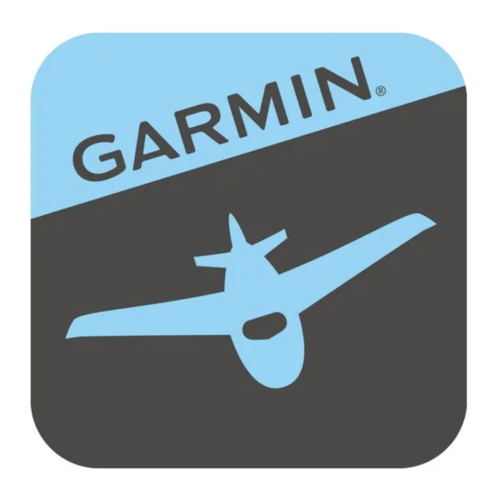 Garmin Pilot App logo featuring an aircraft, connected with Helipaddy for seamless aviation navigation.