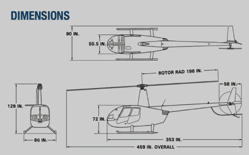 R44 helicopter dimensions