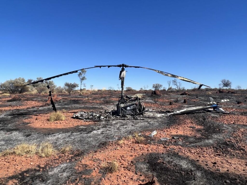 Destroyed R44 helicopter in Australia 
