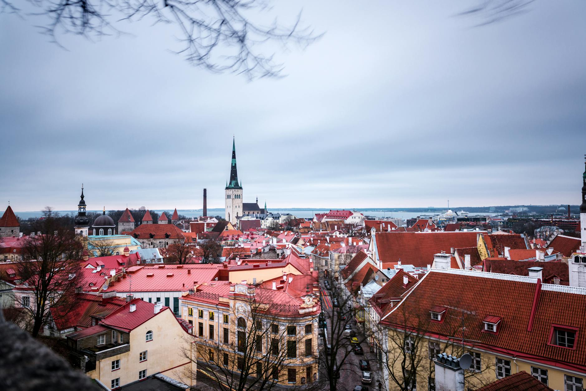 red rooftops of kesklinn district of tallinn