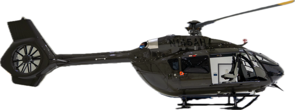 Black helicopter showcasing Helipaddy innovations in aviation technology.