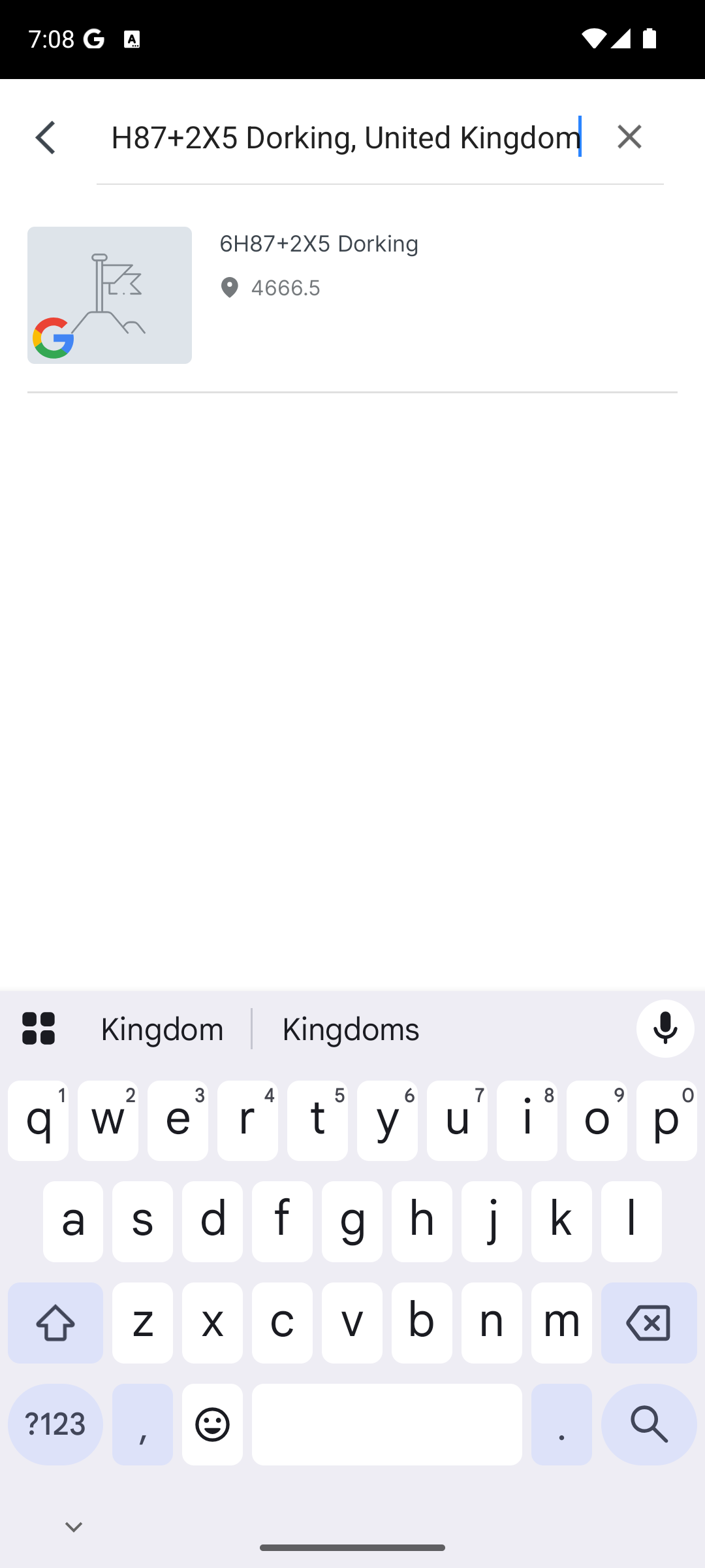 Helipaddy search screen with a Google Maps Plus Code pasted into the search field