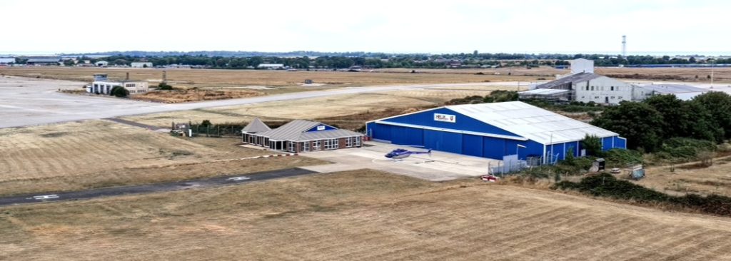 Aerial view of the Helix AV FBO at Manston Airport