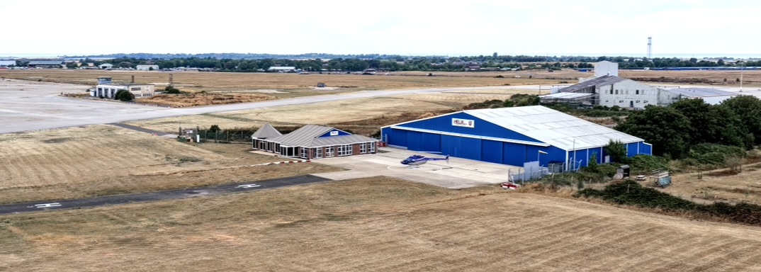 Aerial view of the Helix AV FBO at Manston Airport